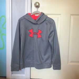 Girls Under Armour XL GreySweatshirt+PinkLogo&Hood